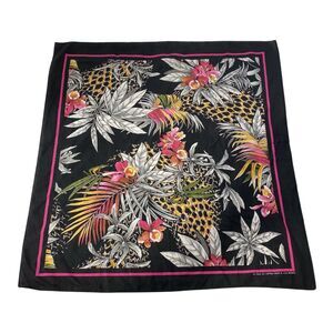 Large Floral Warcraft Bandanna Scarf Multicolored 1970 Vintage 29 X 30.5 Inch